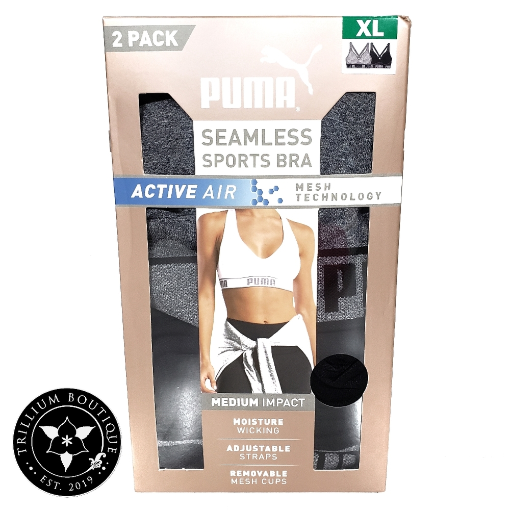 Puma Seamless Sports Bra Medium Impact 2 Pack NWT